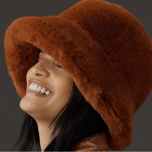 Anthropologie fuzzy bucket hat orange - Picture 2 of 7
